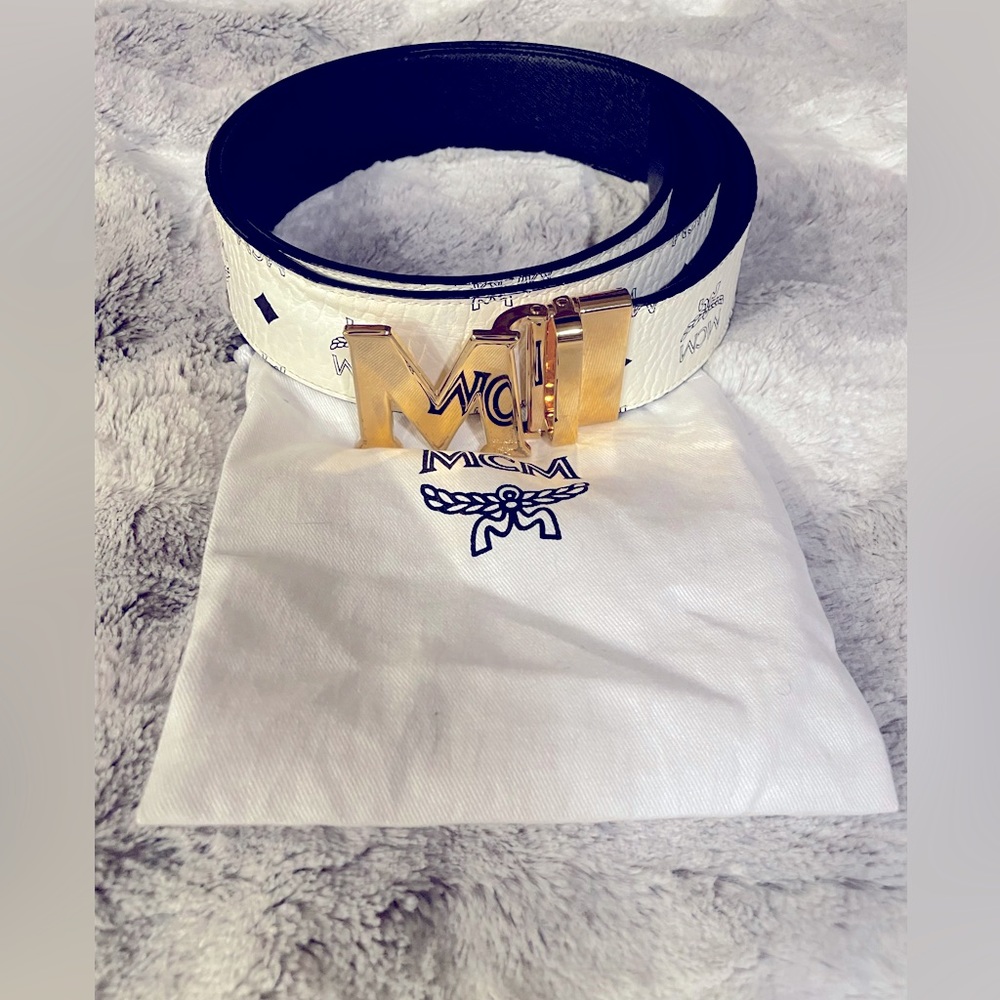 MCM logo belt (white) ***AUTHENTIC***
